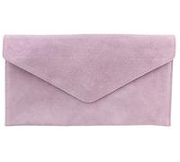 Girly Handbags Womens Italian Suede Leather Envelope Clutch Bag Lilac