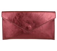 Girly Handbags Womens Italian Suede Leather Envelope Clutch Bag Metallic Burgundy