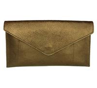 Girly Handbags Womens Italian Suede Leather Envelope Clutch Bag Metallic Copper