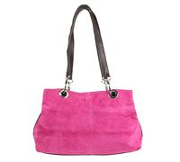 Girly Handbags Womens Italian Suede Leather Shoulder Bag (Fuchsia)