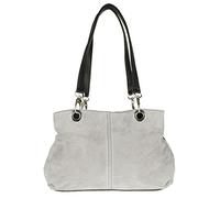 Girly Handbags Womens Italian Suede Leather Shoulder Bag (Light Grey)