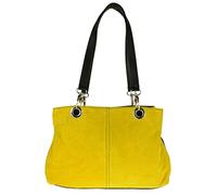 Girly Handbags Womens Italian Suede Leather Shoulder Bag - Yellow