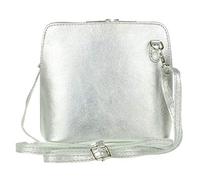 Girly Handbags Womens Metallic Genuine Leather Cross Body Shoulder Bag (Silver)