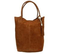 Girly Handbags Womens Open Top Real Italian Suede Shoulder Bag - Tan