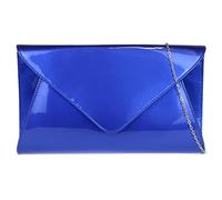 Girly Handbags Womens Patent Faux Leather Plain Envelope Evening Clutch Bag (Royal Blue)