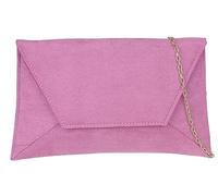 Girly Handbags Womens Plain Suede Clutch Bag Medium Dusty Pink