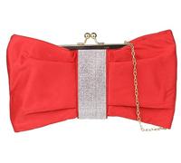 Girly Handbags Womens Satin Bow Shape Diamante Clutch Bag Medium Red