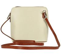 Girly Handbags Womens Small Vera Pelle Genuine Leather Handbag Rigid Cross Body Shoulder Bag Real Italian Metallic Mini Strap