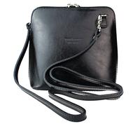 Girly Handbags Womens Small Vera Pelle Genuine Leather Handbag Rigid Cross Body Shoulder Bag Real Italian Metallic Mini Strap