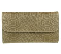 Girly Handbags Womens Snake Print Suede Clutch Bag Italian Leather (Khaki)