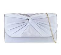 Girly Handbags Womens Twist Satin Plain Clutch Bag Medium Silver