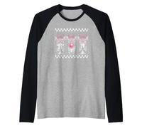 Girly Kitten Trio Bubblegum Pink Coquette Style Cat Design Raglan Baseball Tee