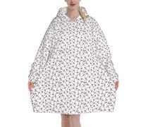 Girly Pink Perfume Bottle And Poodle Print Cozy Blanket Hoodie Oversized Wearable For Winter Christmas New Year Celebrations