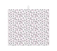 Girly Pink Perfume Bottle and Poodle Print Kitchen Counter Absorbent Dish Drying Mat Foldable Reusable Coffee Sink Rack Pad