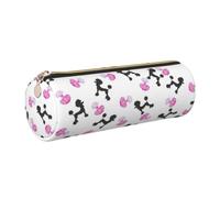 Girly Pink Perfume Bottle and Poodle Print Pencil Case Cylindrical Stylish Pen Pouch Office Accessories Stationery Organizer
