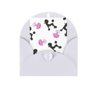 Girly Pink Perfume Bottle And Poodle Printing Holiday Love Buckle Pearl Paper Envelopes Greeting Vertical Thinking Of You Cards 6 X 4 Inch