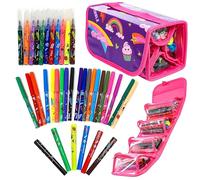 GirlZone Arts and Crafts Fruit Scented Markers and Pencil Case for Girls, Awesome Kids Colouring Pens Kit and Creative Gifts for 10 Year Olds Girls
