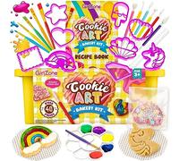 GirlZone Cookie Art Bakery Kit, Decorate Cookies Using Baking Accessories Like Stencils, Brushes, and Cookie Cutters for Kids, Amazing Kids Baking Set