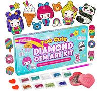 GirlZone Diamond Gem Art Kit, All You Need in One Kids Crafts Set to Make Diamond Art for Kids, Sparkle Gem Stickers Kit, and Diamond Painting for Kids, Great Gift Idea and Toys for 7 Year Olds Girls