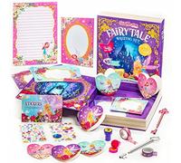 GirlZone Fairytale Writing Set, 45-Piece Stationery Set for Girls with Cards, Stickers, Stampers, Writing Paper, and Envelopes Kids in a Storybook Box