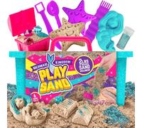 GirlZone Mermaid Treasures Play Sand Kit, 2lbs of Magic Sand for Kids Kit with Gems, Carry Case, and More, Fun Toy for Playdates and Great Gift Idea