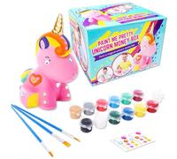 GirlZone Paint Your Own Unicorn Piggy Bank for Girls, Paint a Cute Unicorn with Cool Metallic Paints, Great Craft Kit for Kids and Fun Gift Idea