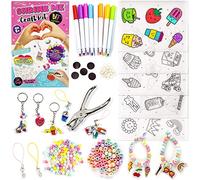 GirlZone Shrink Me Craft Kit, Create Shrink Art and Make Your Own Keychain with Shrink Plastic Sheet, Heat Shrink Marker, and More, Fun Gift Idea, Craft Kits for Kids, and Shrinkies for Kids Kit
