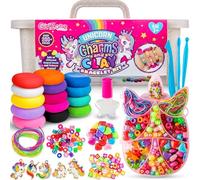 GirlZone Unicorn Charms and Clay Bracelet Kit, Jewellery Kit Making