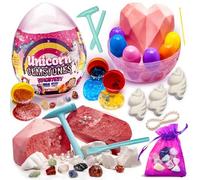 GirlZone Unicorn Gemstones Discovery Dig Kit, with 13 Surprise Eggs with Slime and Precious Gems to Crack Open, Gift-Ready Kits for Kids and Surprise Toys