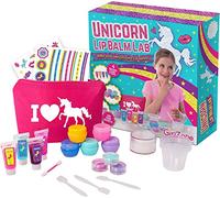 GirlZone Unicorn Lip Balm Lab, 22-Piece Make Your Own Lip Gloss Set for Kids with a Cute Makeup Bag, Exciting Toy for Playdates and Great Gift Idea