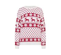 GirlzWalk® Boys Girls Knitted Xmas Reindeer Snowflake Top - Children Long Sleeve Novelty Sweater Merry Christmas Jumper (Cream, 11-12 Years)