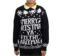 GirlzWalk Girls Boys Various Designs Kids Unisex Christmas Pullover 3D Xmas Knitted Novelty Jumper Age 3-13 Years Old (Black Very Merry Xmas, 5-6 Years Old)