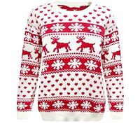 GirlzWalk Girls Boys Various Designs Kids Unisex Christmas Pullover 3D Xmas Knitted Novelty Jumper Age 3-13 Years Old (Snowflakes Cream, 13 Years Old)