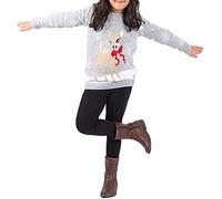 GirlzWalk Girls Boys Various Designs Kids Unisex Christmas Pullover 3D Xmas Knitted Novelty Jumper Age 3-13 Years Old (Baby Deer Silver Grey, 7-8 Years Old)