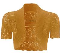 GirlzWalk® Kids Girls Short Sleeve Front Open Bolero Knitted Cropped Cardigan Shrugs Sweater Tops (Mustard, 11-12 Years)