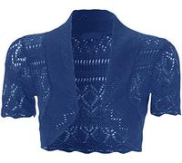 GirlzWalk® Kids Girls Short Sleeve Front Open Bolero Knitted Cropped Cardigan Shrugs Sweater Tops (Royal Blue, 7-8 Years)
