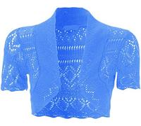 GirlzWalk® Kids Girls Short Sleeve Front Open Bolero Knitted Cropped Cardigan Shrugs Sweater Tops (Turquoise, 9-10 Years)