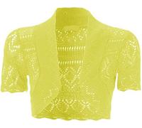 GirlzWalk® Kids Girls Short Sleeve Front Open Bolero Knitted Cropped Cardigan Shrugs Sweater Tops (Yellow, 7-8 Years)