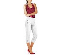 GirlzWalk® Ladies Cherry Berry Plain Cropped 3/4 Length Trouser Stretch Fit Elasticated Waist Summer Short Pants (White, 14)