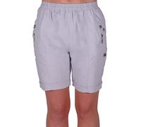 GirlzWalk® Ladies Cherry Berry Shorts - Women Plain Capri Length Stretch Fit Pull On Elasticated Waist Summer Crop Short Pants (Light Grey, UK 12)