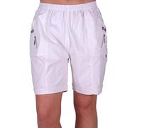 GirlzWalk® Ladies Cherry Berry Shorts - Women Plain Capri Length Stretch Fit Pull On Elasticated Waist Summer Crop Short Pants (White, UK 20)