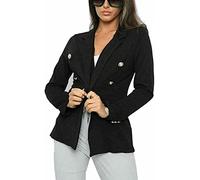 GirlzWalk Ladies Double Breasted Style Blazer Women's Jacket with Gold Button Detail Button Closure Jackets Blazers (XL, Black)