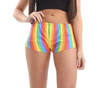 GirlzWalk Ladies Gay Pride Rainbow Stripes Hot Pants Womens LGBT Lesbian Festival Stretchy Shorts S/XL UK 8-18 (Rainbow Stripes, XXL/UK 20-22)
