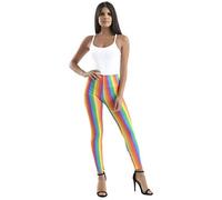 GirlzWalk@ Ladies Girls Rainbow Stripe Multi Colour Pride Skirt Leggings (Rainbow Stripe, ML/UK 12-14)