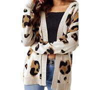 GirlzWalk ® Ladies Leopard Print Boyfriend Cardigan Women Animal Knitted Open Jumper Top (Leopard Print Beige, SM/UK 8-10)