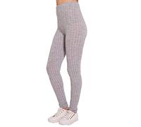 Girlzwalk ® Ladies Plain Warm Full Length Thick Chunky Cable women Ribbed Knitted Leggings (Silver Grey, XL/UK 16-18)