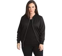 GirlzWalk Ladies Plus Size Plain Bomber Jacket (Black, 26-28)