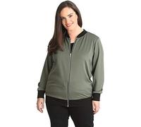GirlzWalk Ladies Plus Size Plain Bomber Jacket (Khaki, 22-24)