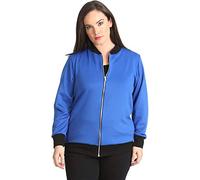 GirlzWalk Ladies Plus Size Plain Bomber Jacket (Royal Blue, 26-28)