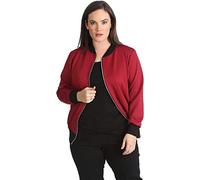 GirlzWalk Ladies Plus Size Plain Bomber Jacket (Wine, 16)